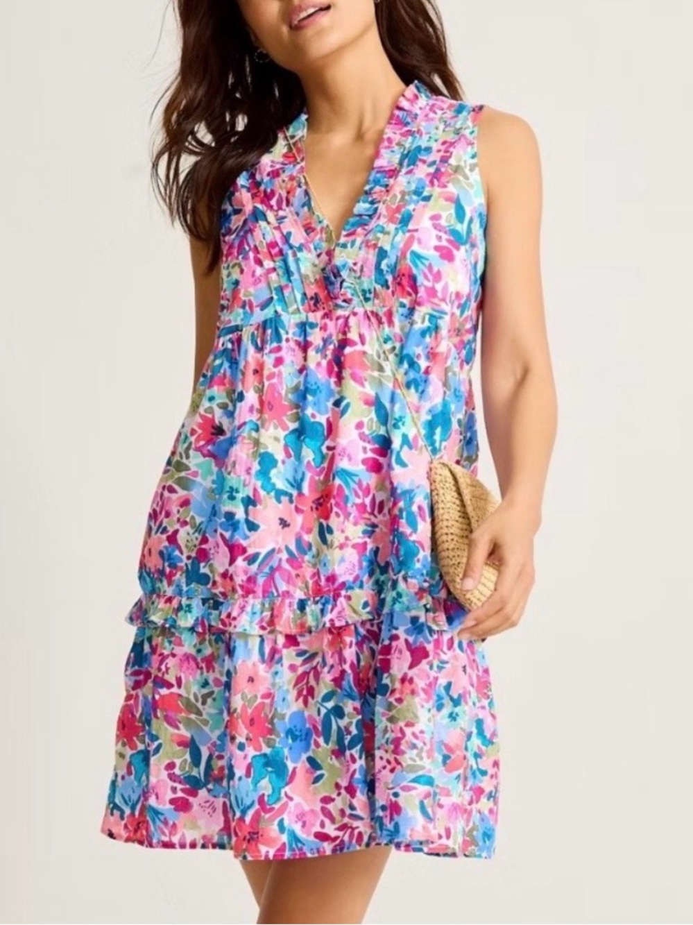 NWT Tommy Bahama Catalina Coast Watercolor Floral Tiered Sundress Pockets Preppy